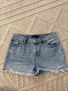 House of Harlow 1960 Light Blue Distressed Denim Cutoff Shorts